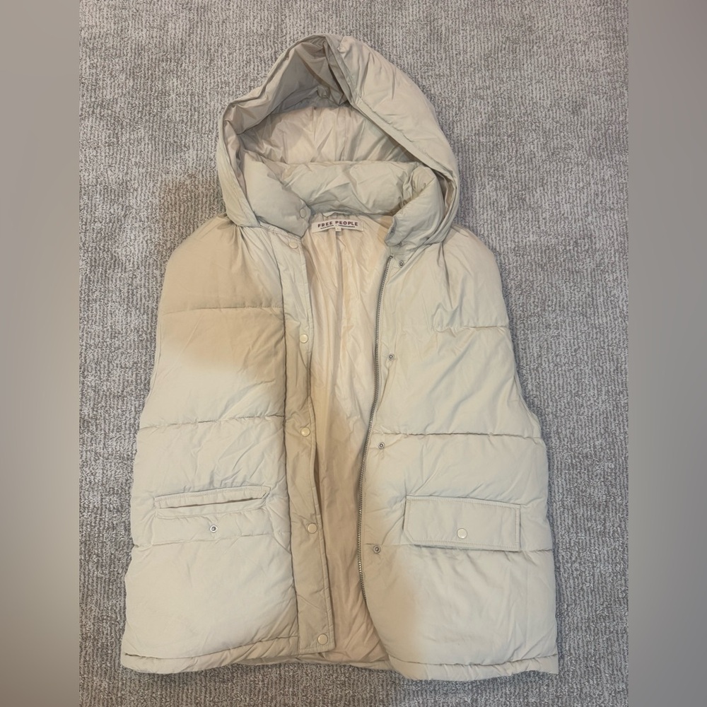 Free People Hooded Cream Vest